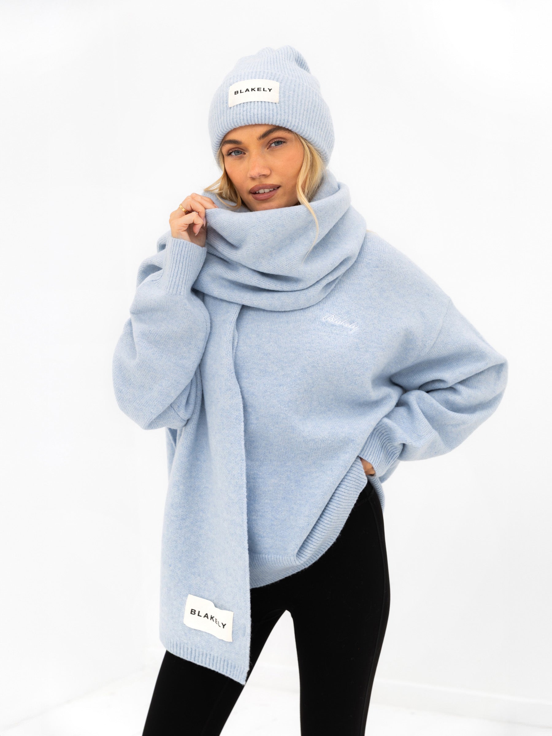 Oversized Knitted Jumper - Baby Blue