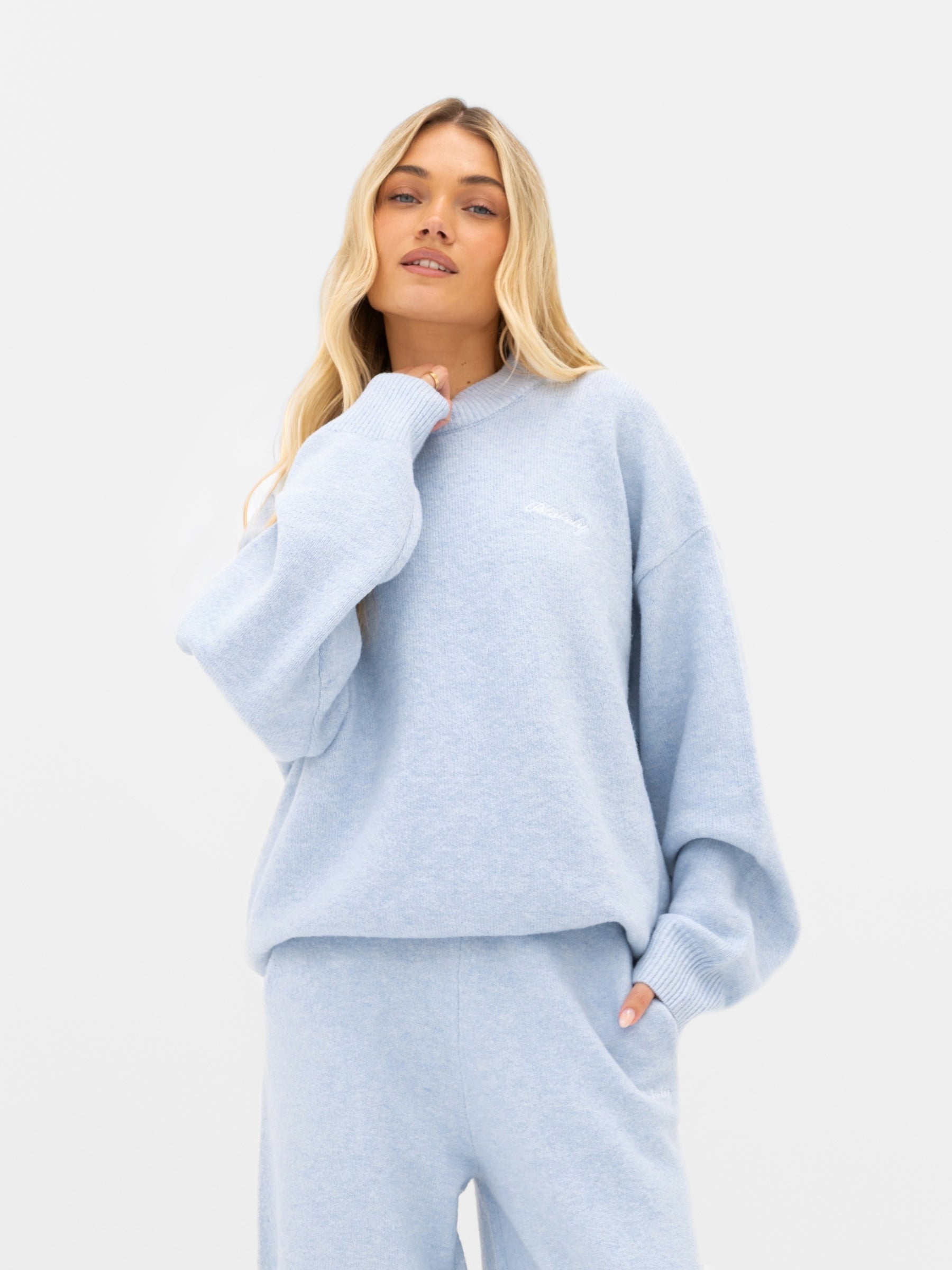 Oversized Knitted Jumper - Baby Blue